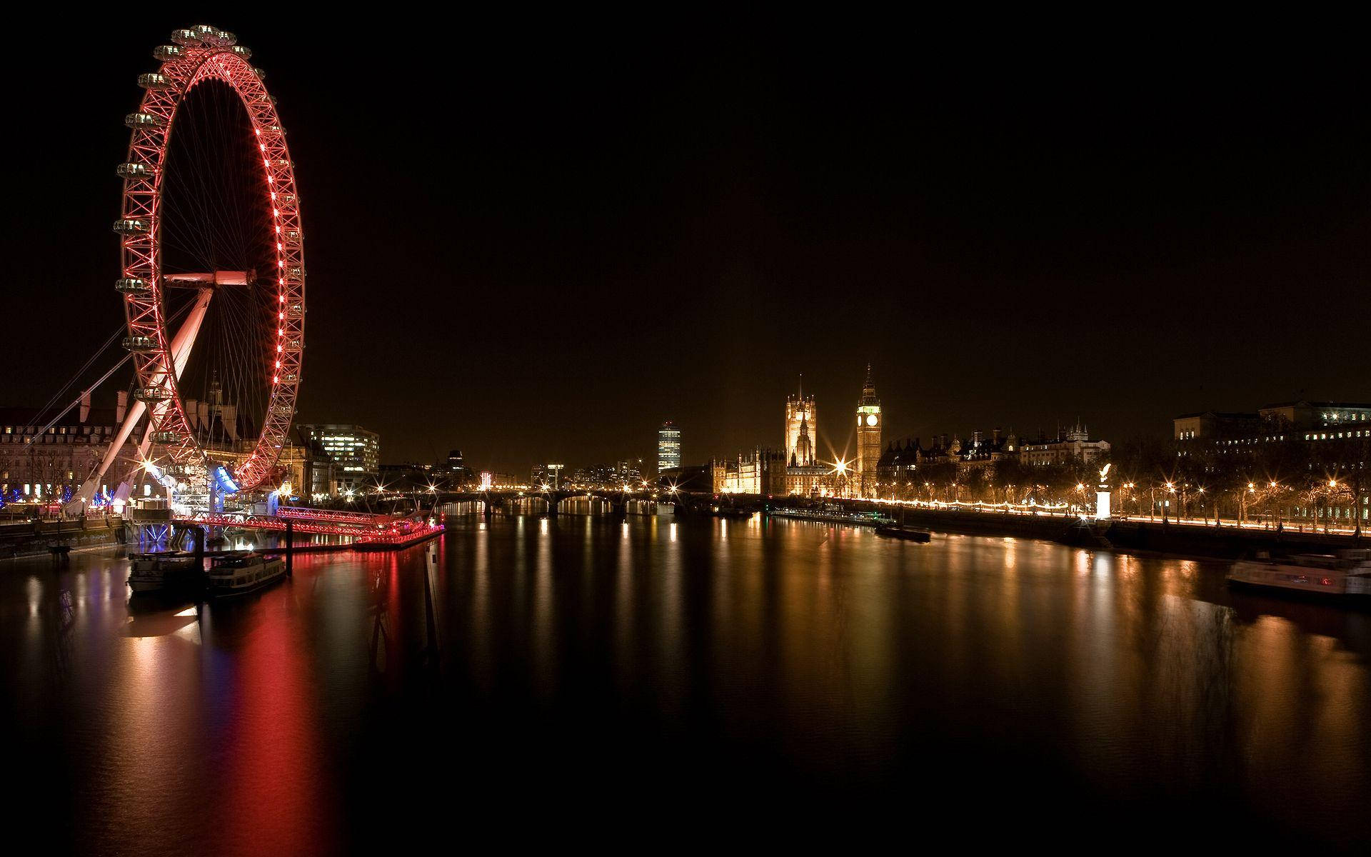 Ferriswheel På Floden Thames. Wallpaper
