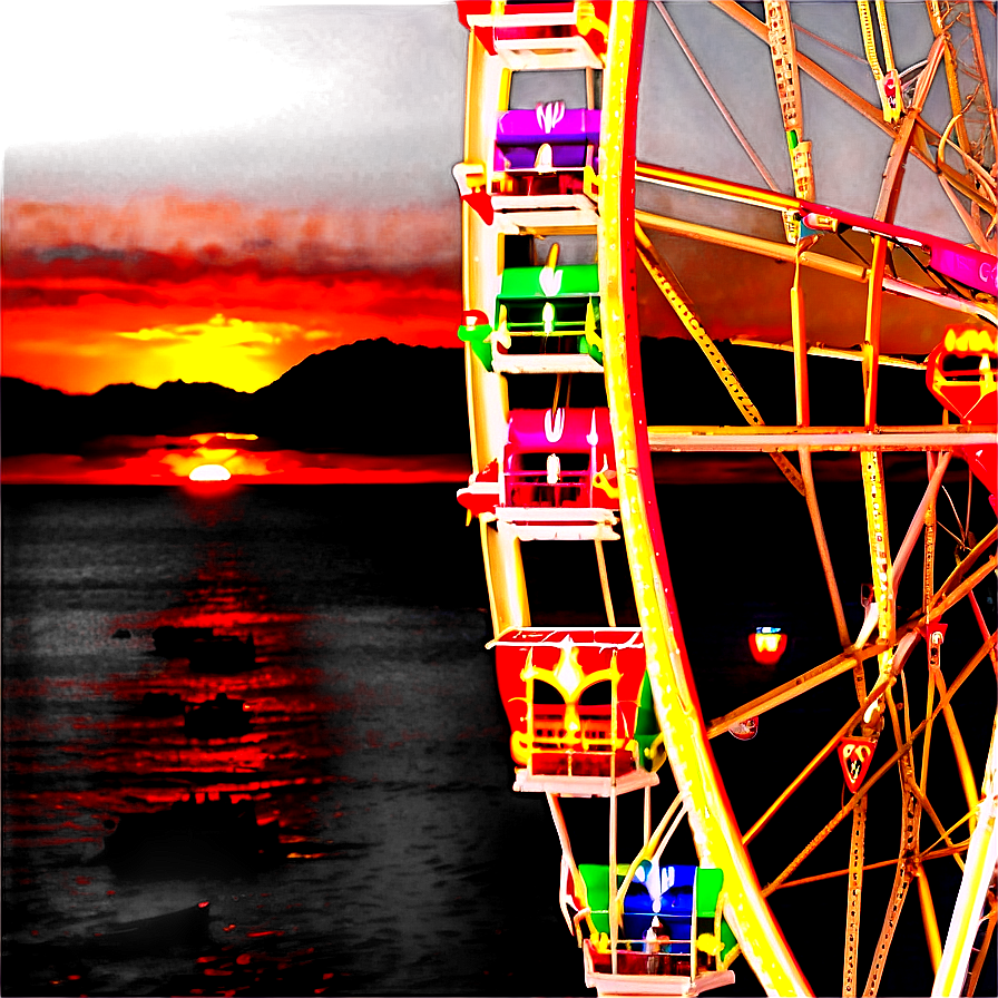 Ferris Wheel Sunset Romance Png 06122024 PNG