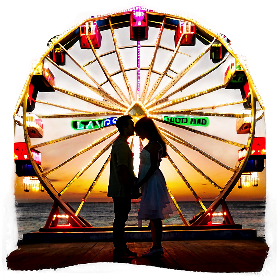 Ferris Wheel Sunset Romance Png 06122024 PNG