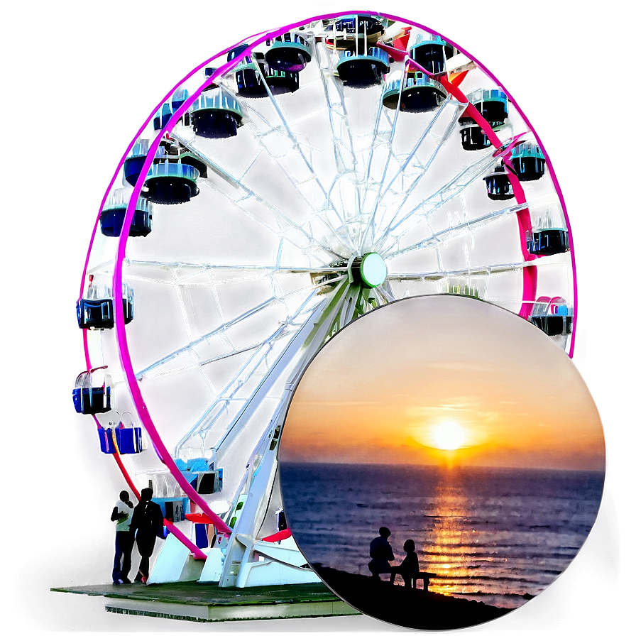 Ferris Wheel Sunset Romance Png 06122024 PNG