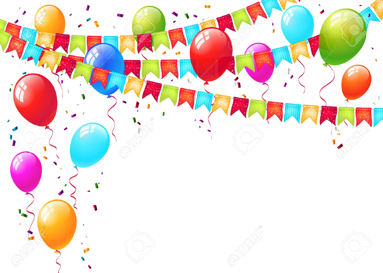 Festive Balloonsand Banners Background PNG