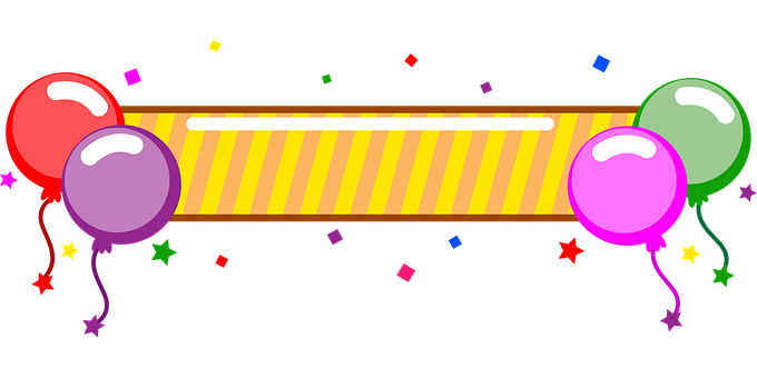 Festive Banner With Balloonsand Confetti PNG