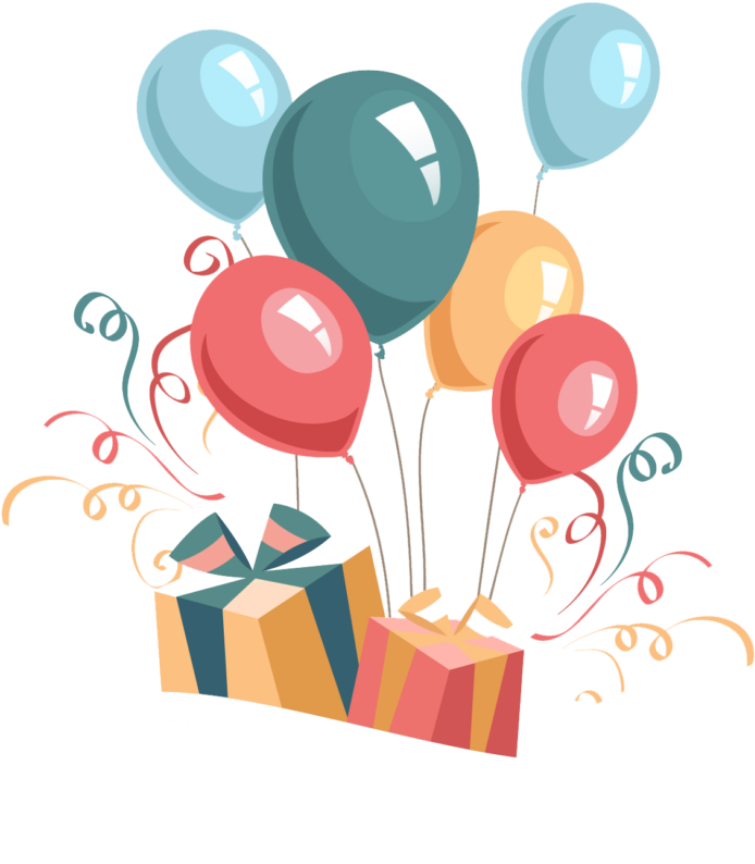 Festive Birthday Balloonsand Gifts PNG