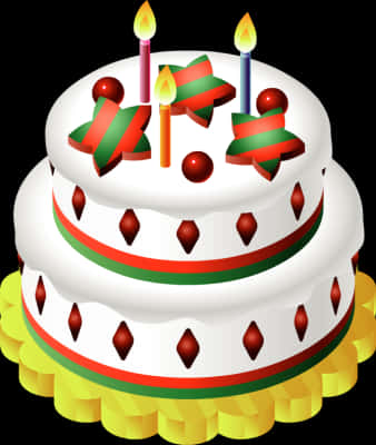 Festive Birthday Cake Illustration PNG