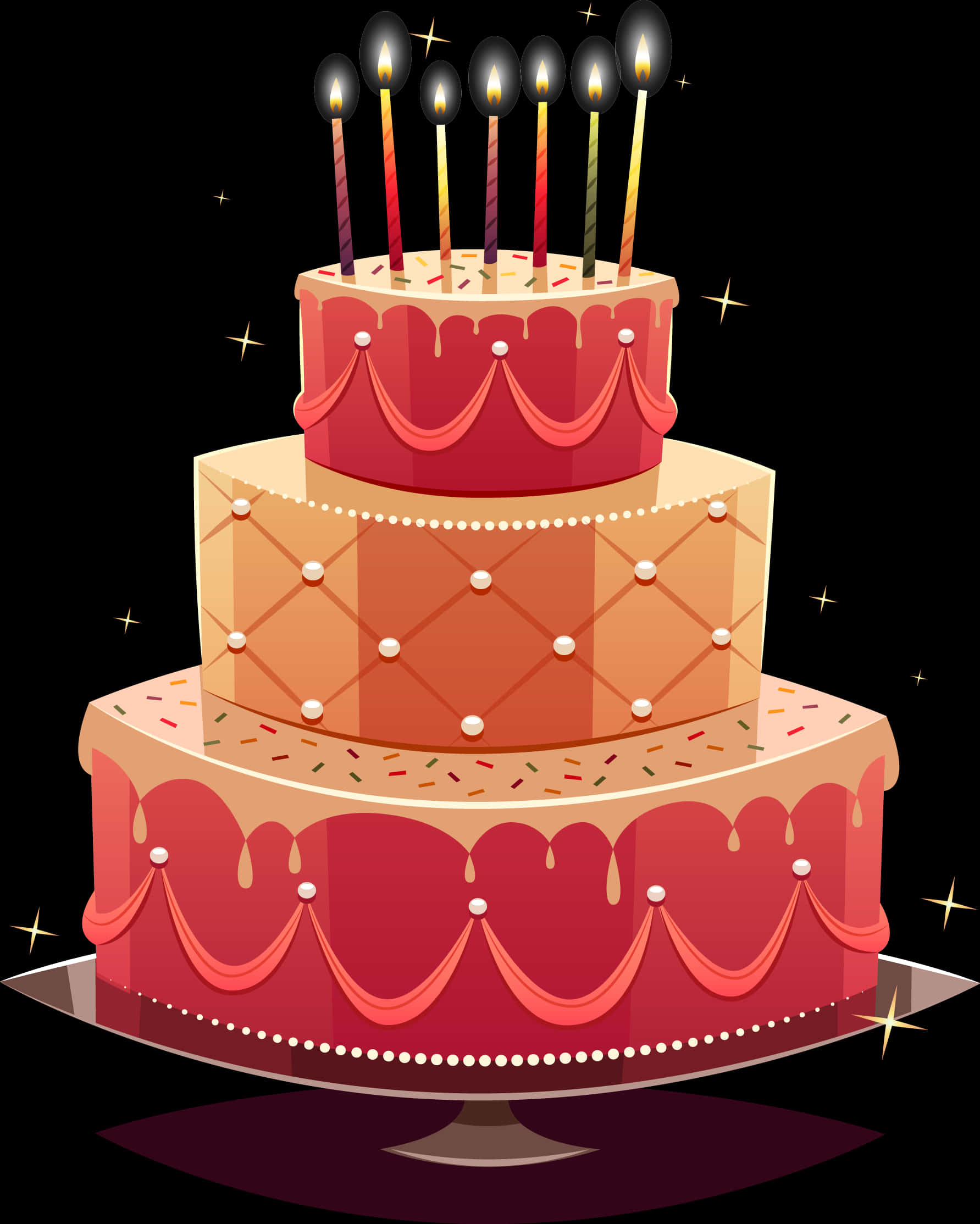 Festive Birthday Cake Illustration PNG
