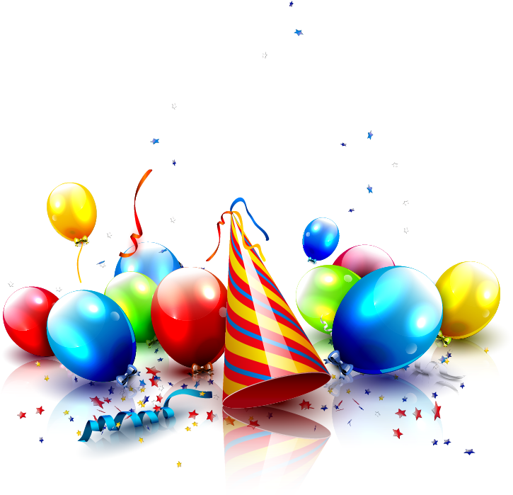 Festive Birthday Party Hatsand Balloons PNG