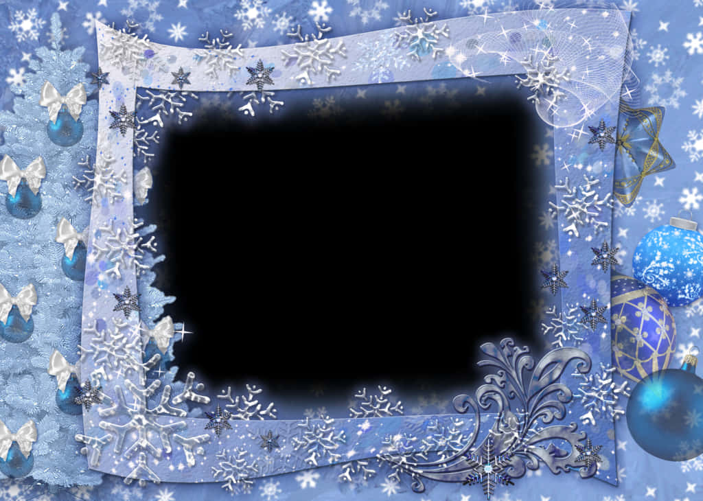 Festive Blue Snowflake Christmas Border PNG