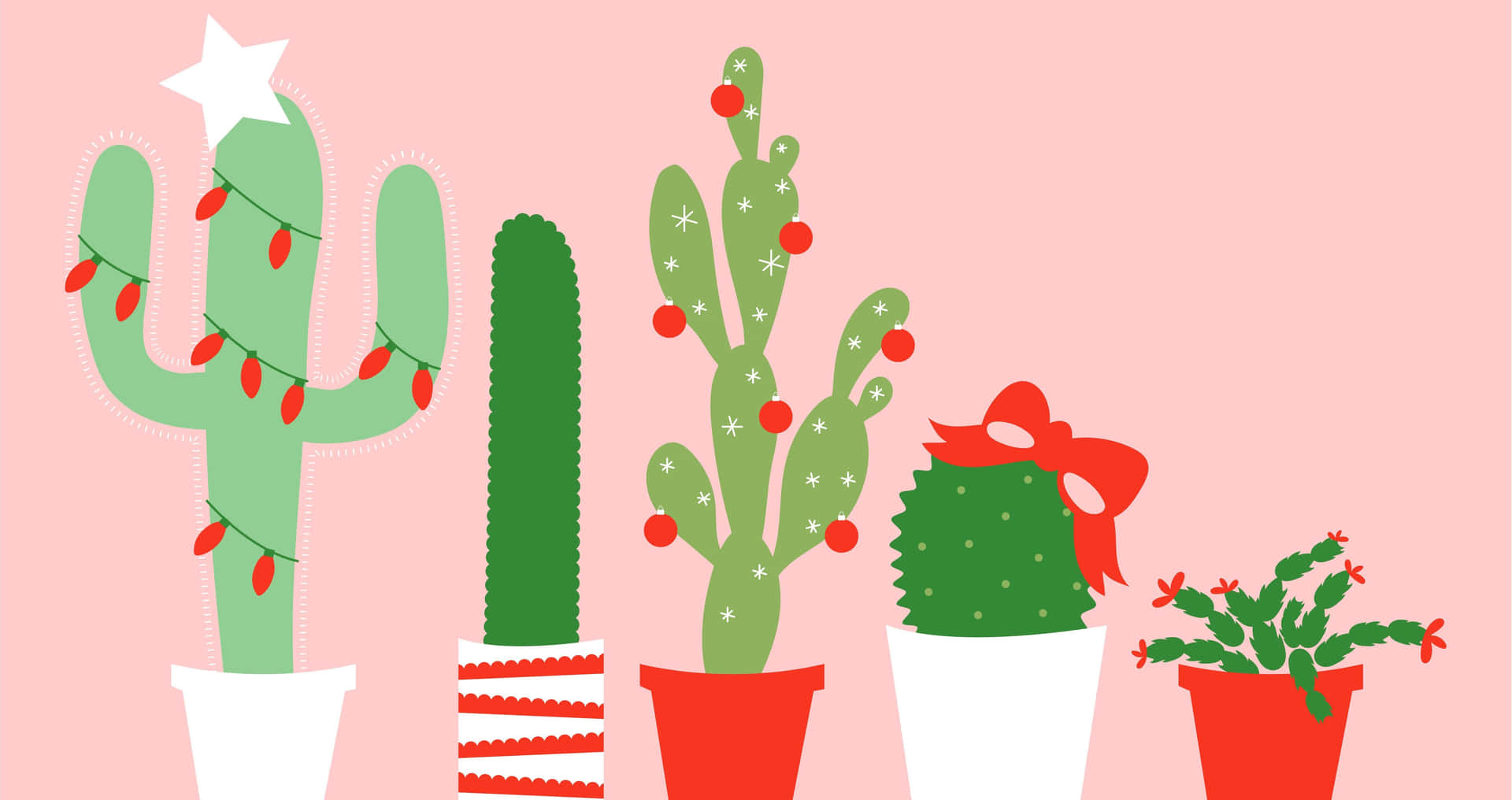 Festive Cactus Collection Desktop Wallpaper