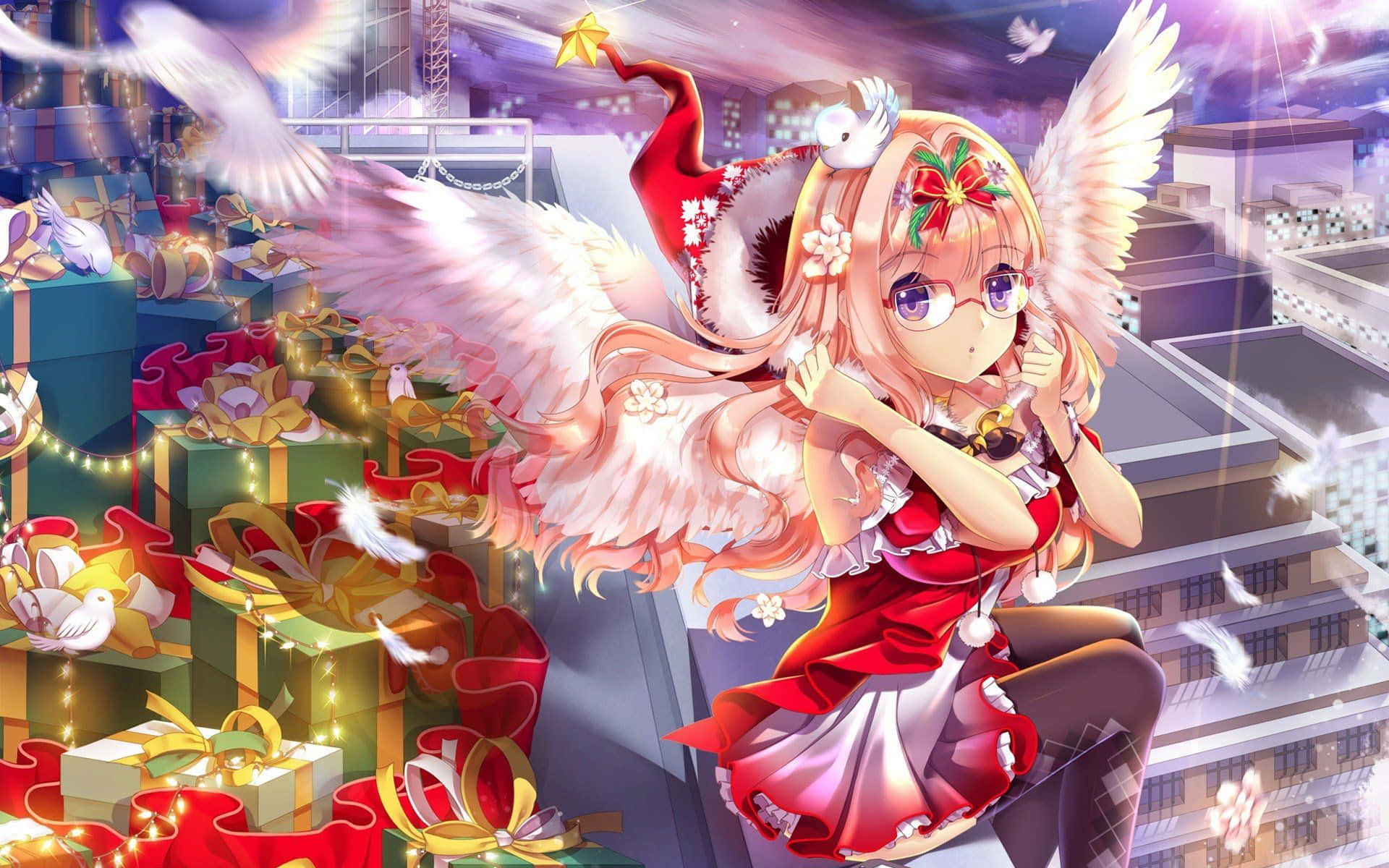 Fondode Pantalla Festivo De Navidad De Anime Pfp Anime Angel Fondo de pantalla