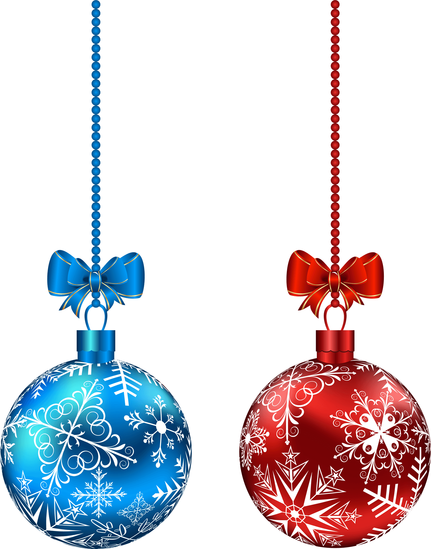 Festive Christmas Ballswith Bows PNG