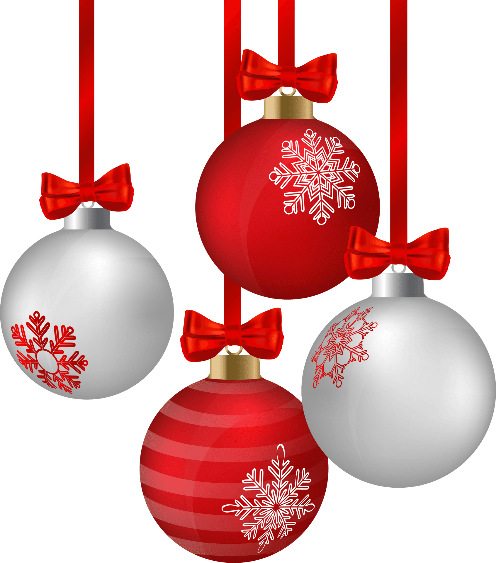 Festive Christmas Baubleswith Bows PNG
