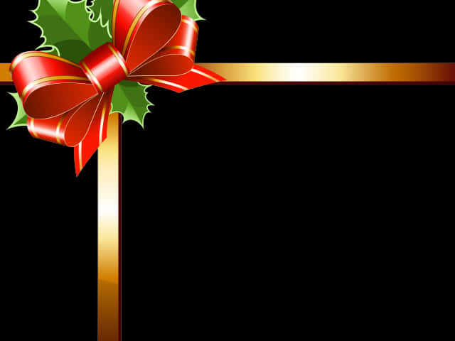 Festive Christmas Borderwith Red Bow PNG