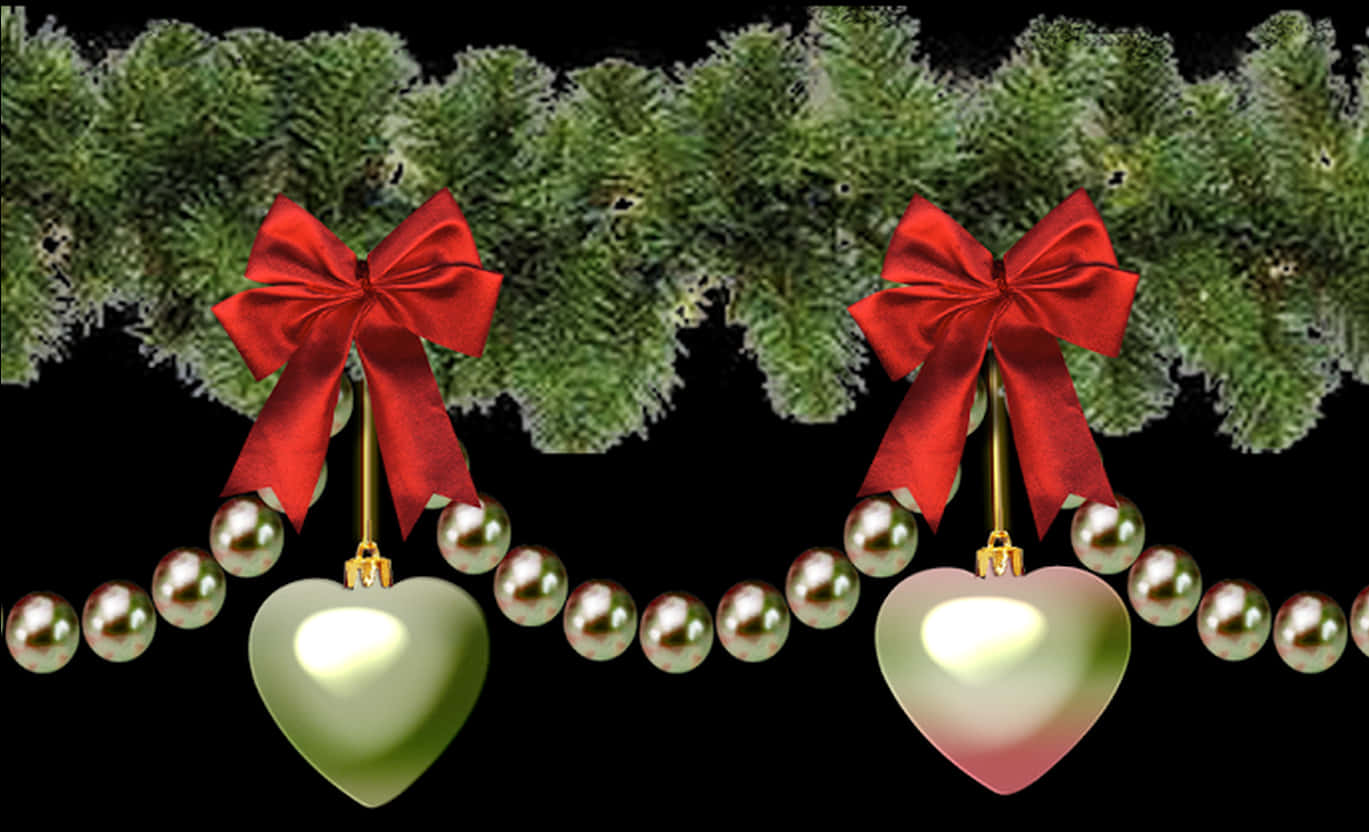 Festive Christmas Borderwith Red Bows PNG