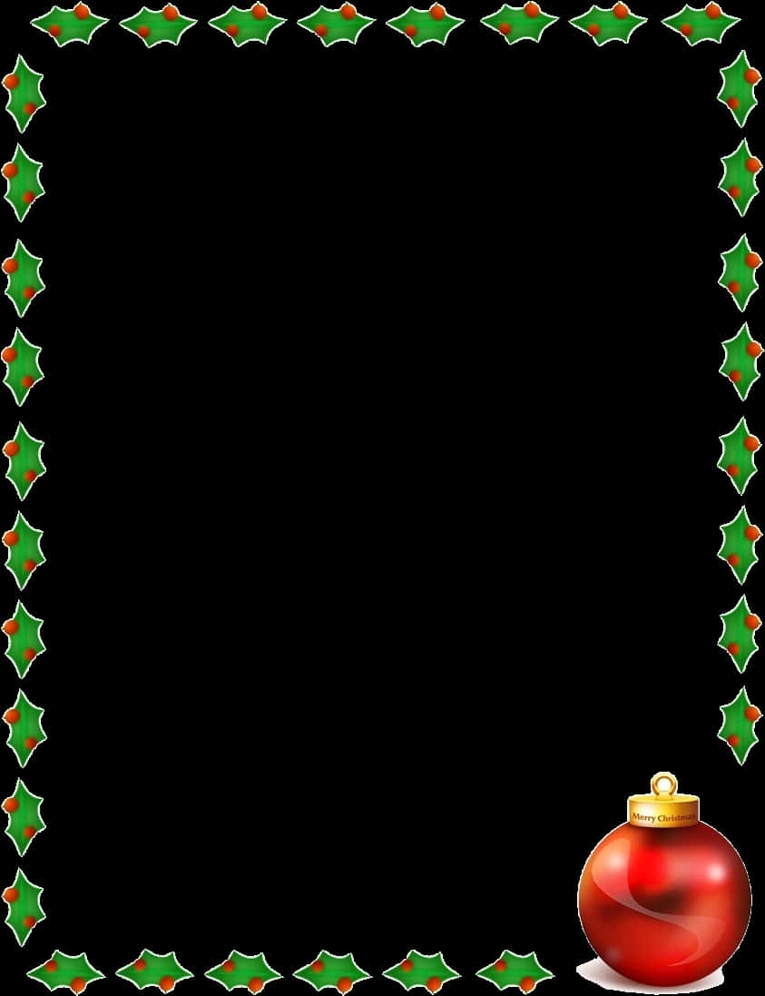 Festive Christmas Borderwith Red Ornament PNG