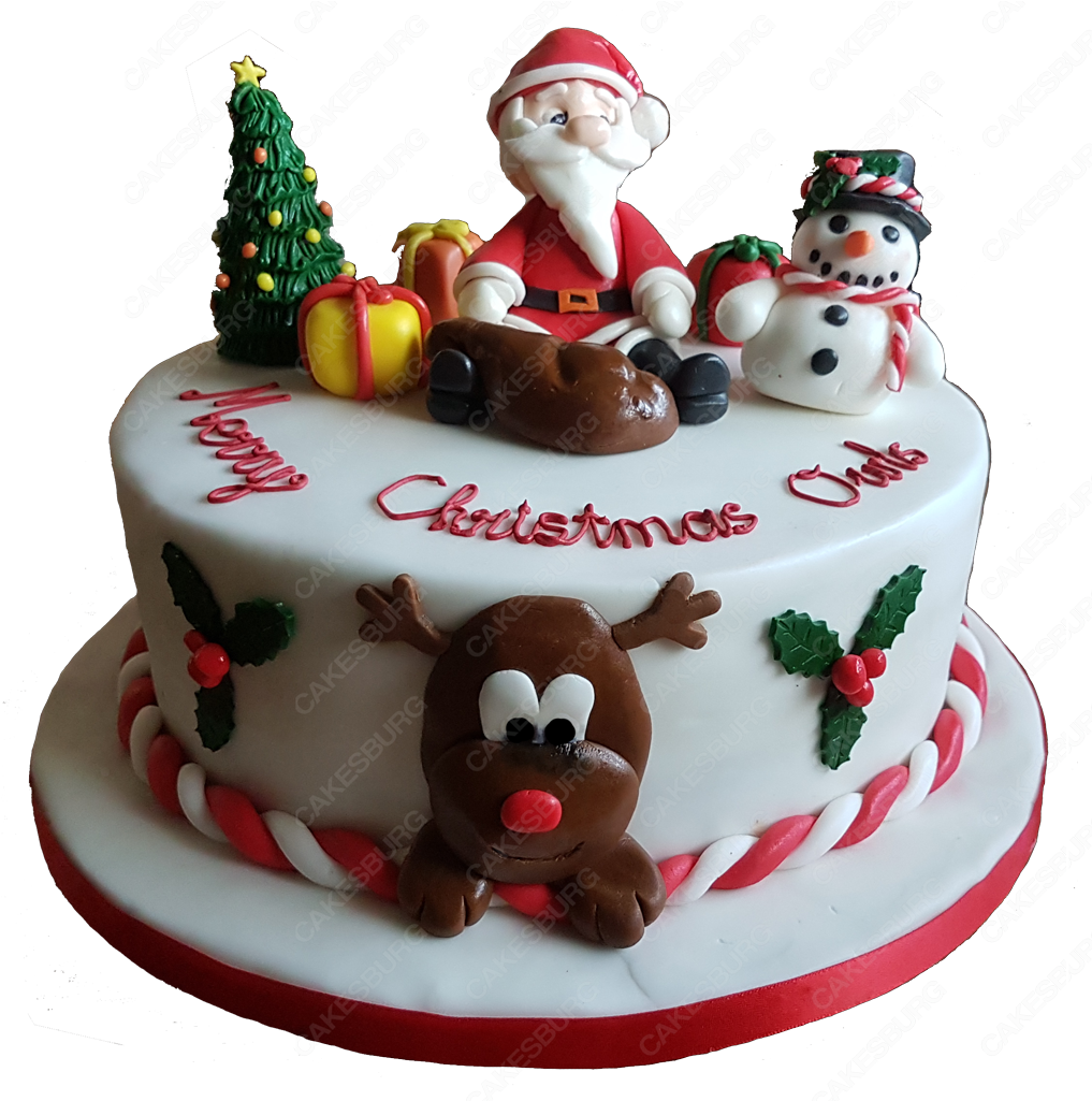 Festive Christmas Cakewith Santaand Reindeer PNG
