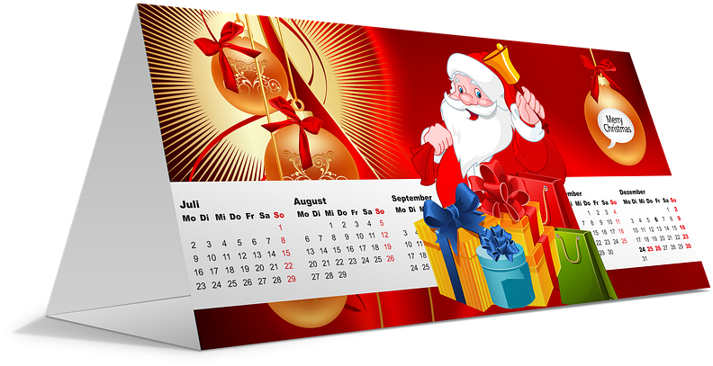 Festive Christmas Calendar Desk PNG