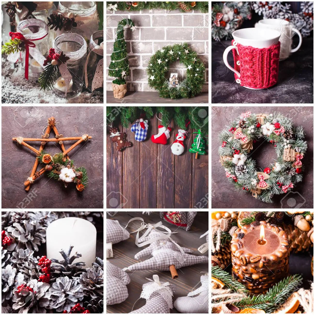 Festive Christmas Collage In Traditional Holiday Colors Wallpaper