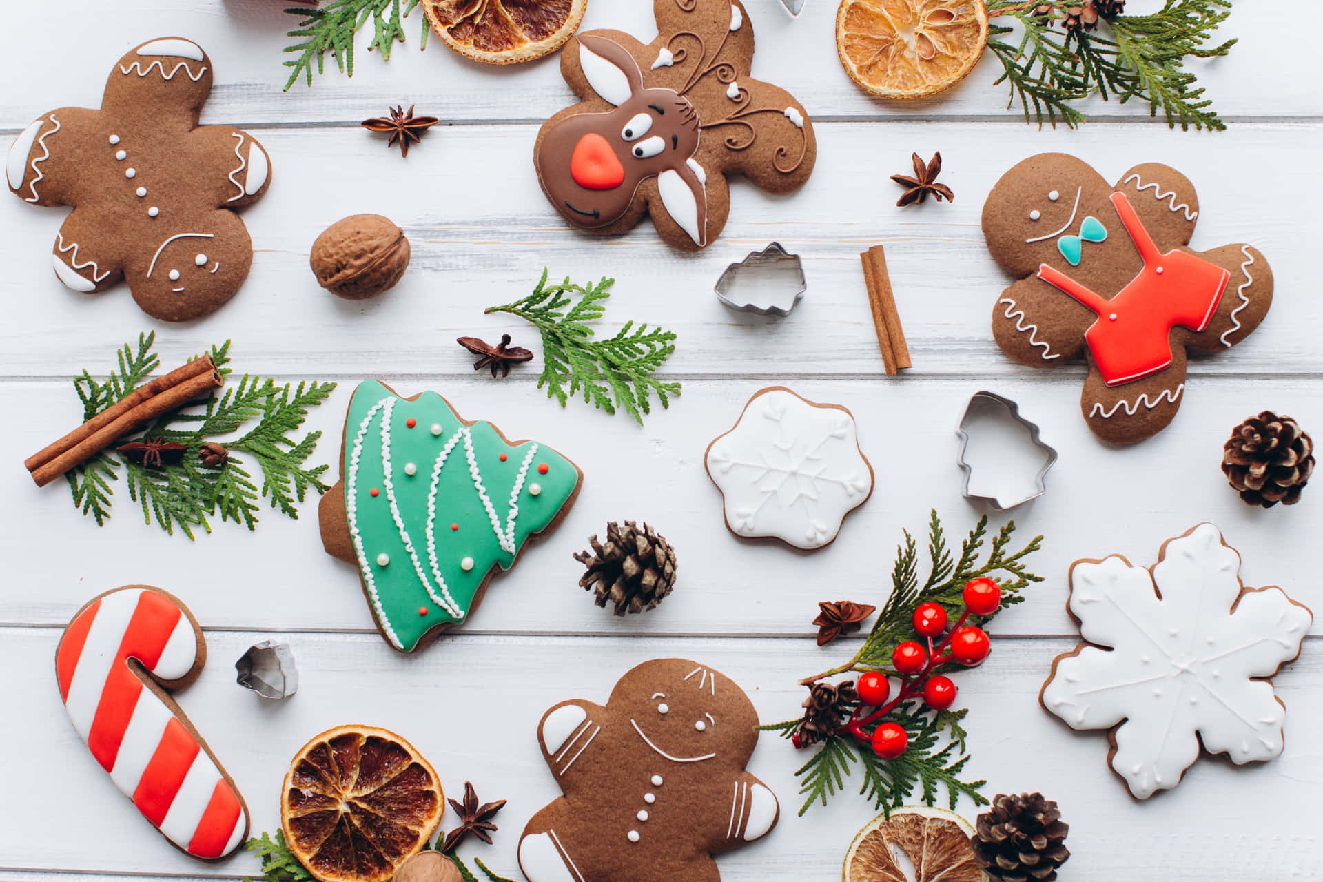 Festive Christmas Cookies Decoration Wallpaper