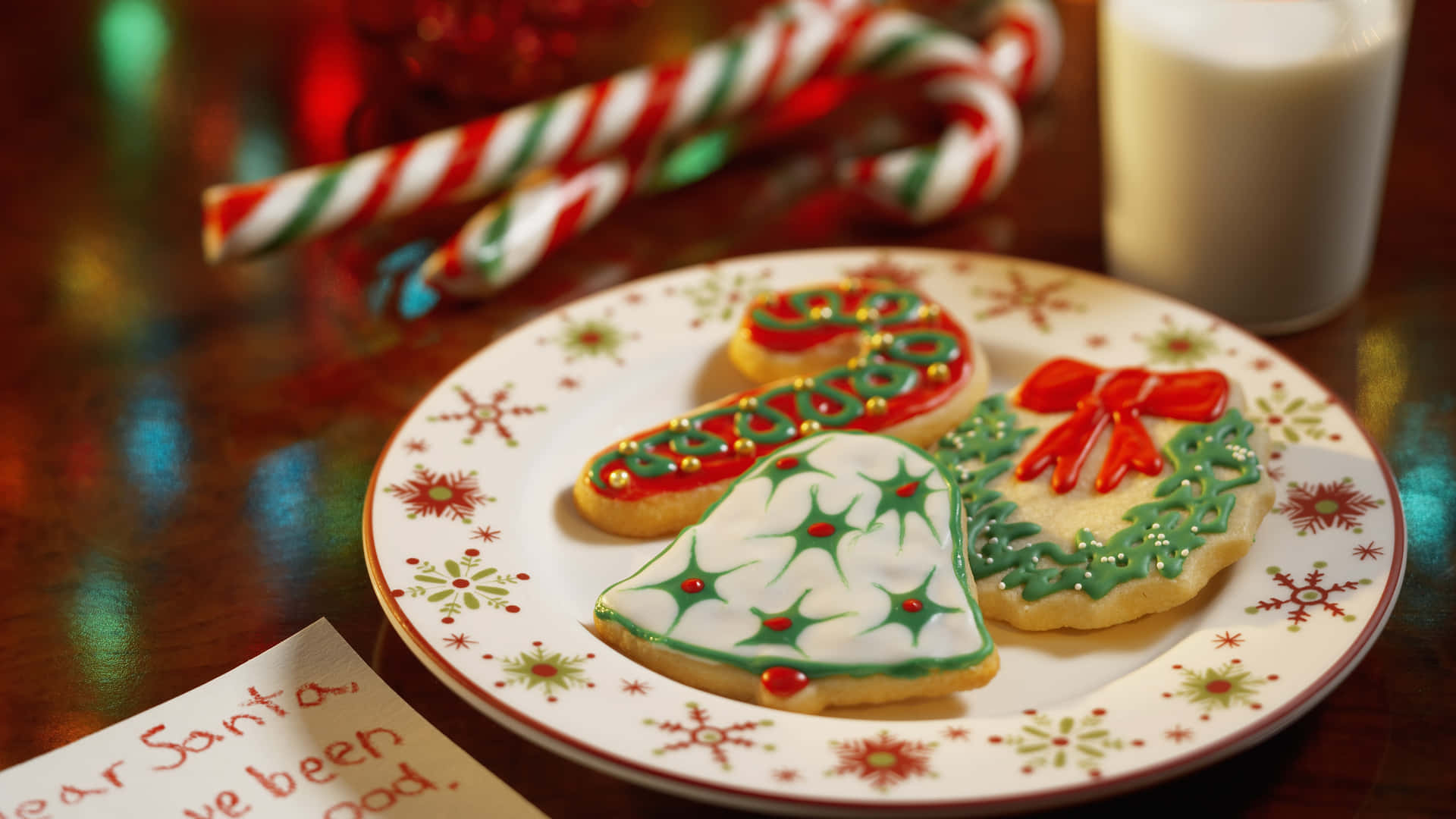 Festive Christmas Cookies Plate Wallpaper