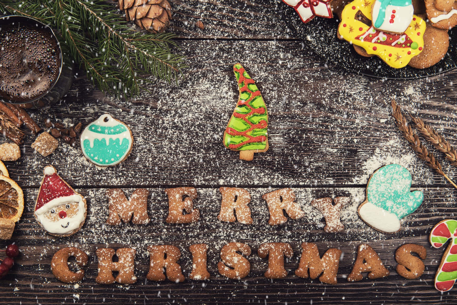 Biscuits De Noël Festifs Et Décoration Fond d'écran