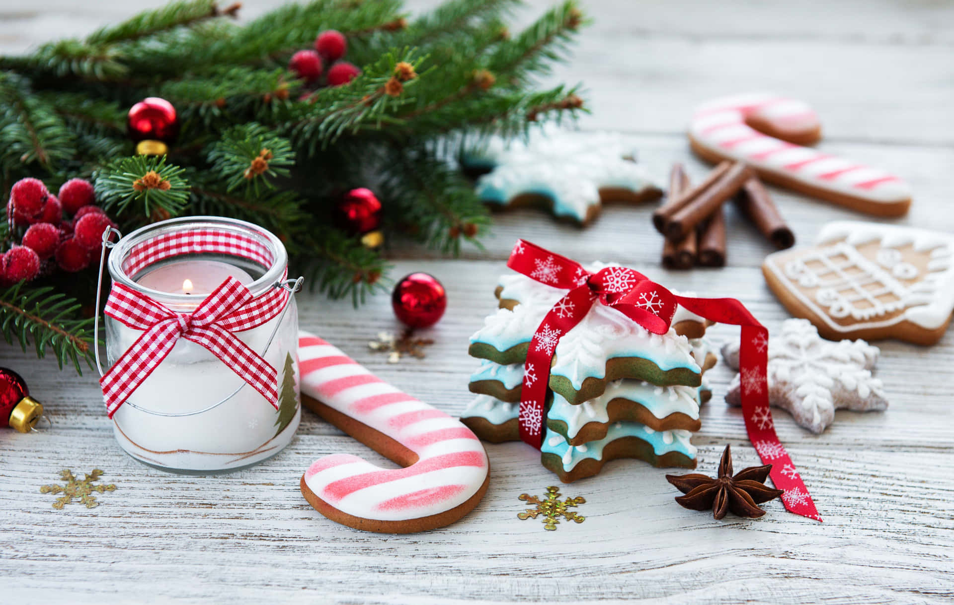 Festive Christmas Cookiesand Decorations Wallpaper