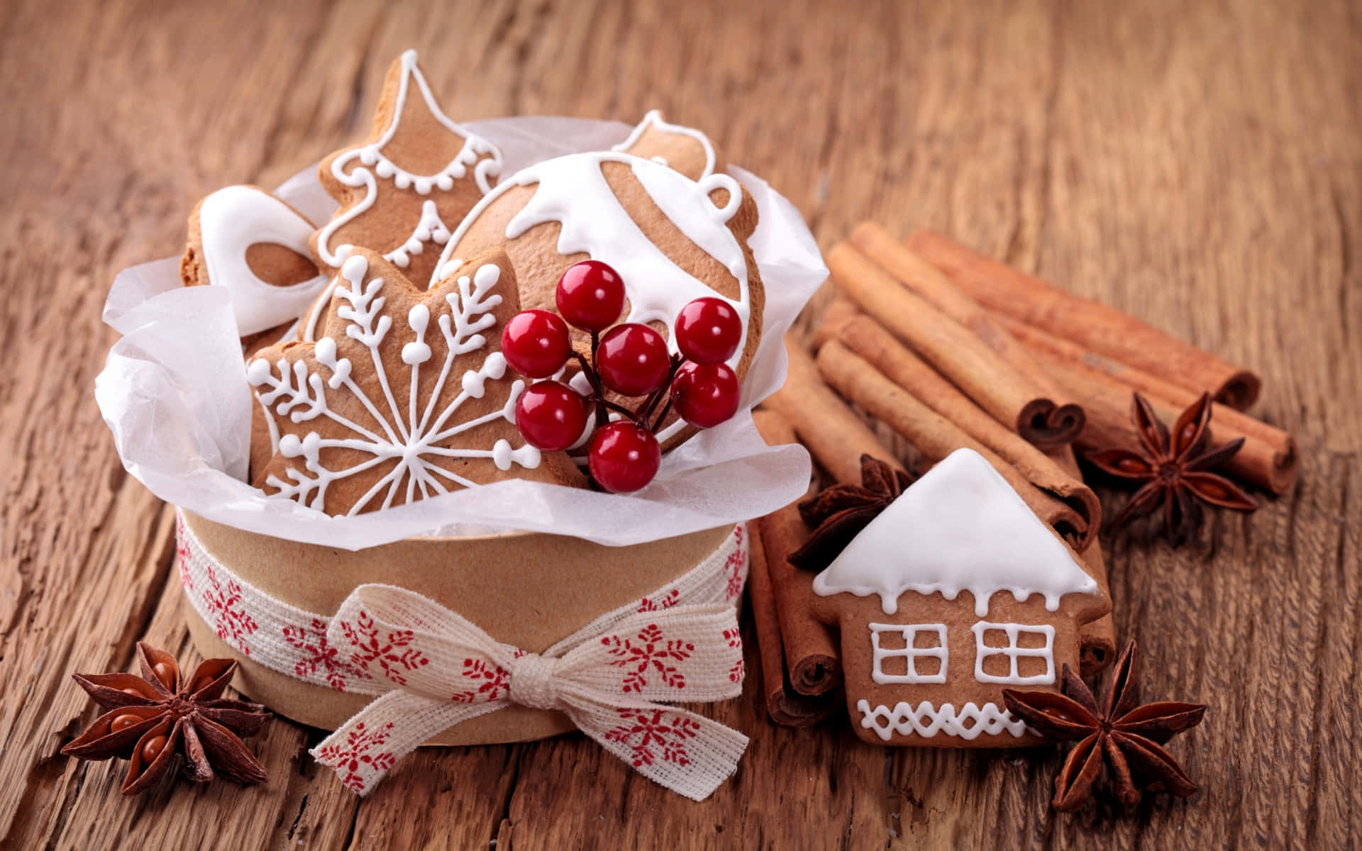 Festive Christmas Cookiesand Spices Wallpaper