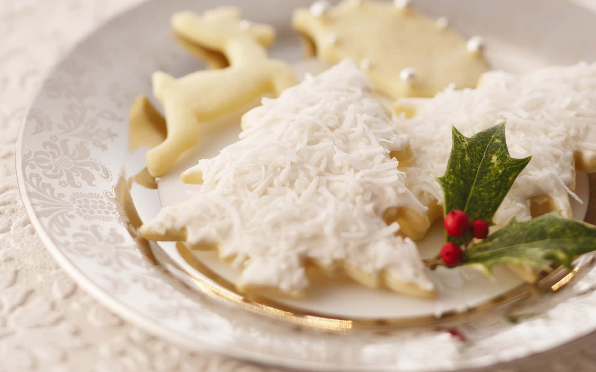 Feestelijke Kerstkoekjes Op Bord Achtergrond