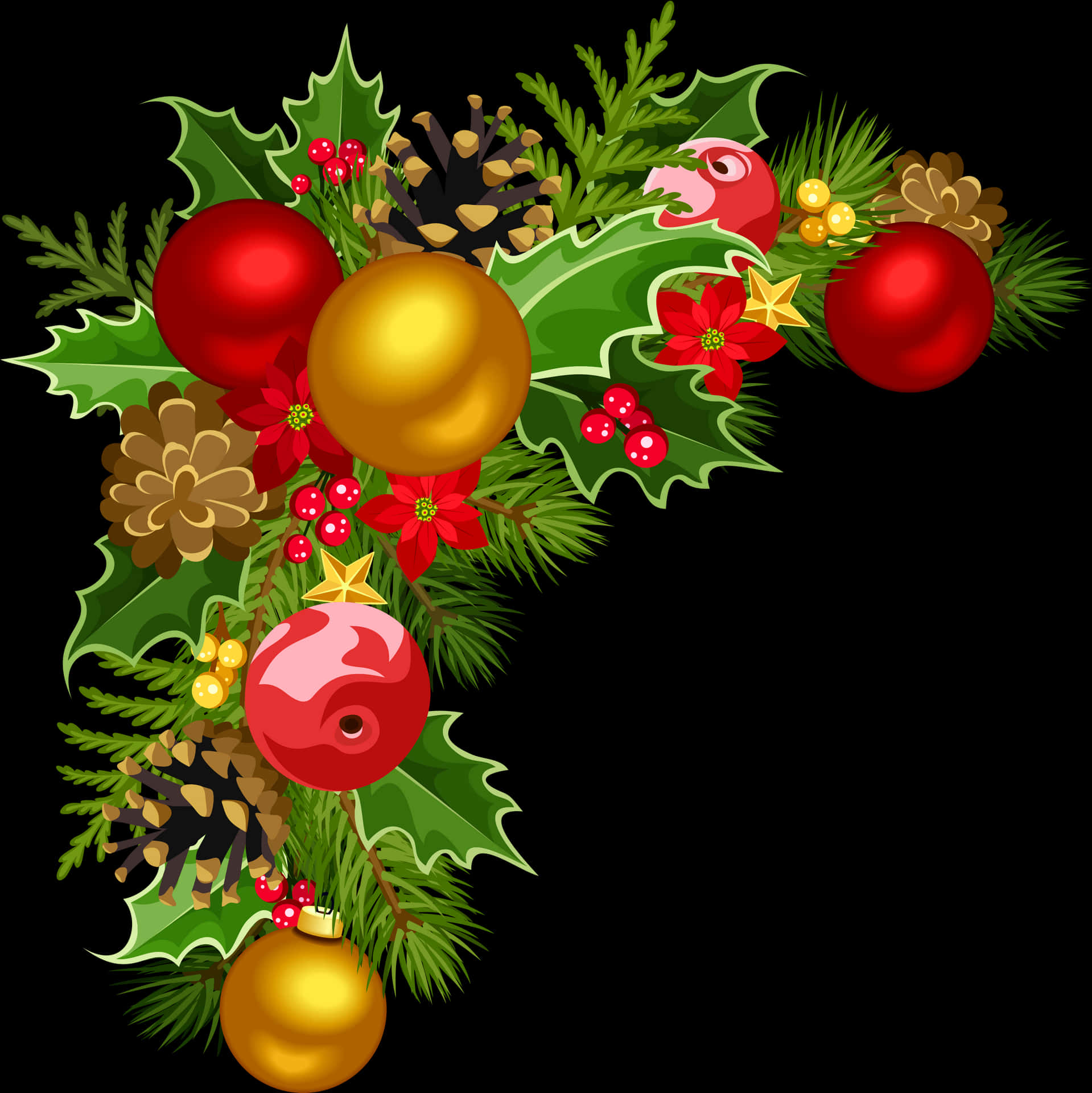 Festive Christmas Corner Decoration PNG