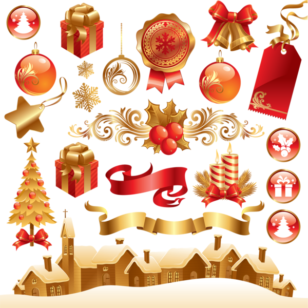 Festive Christmas Decoration Collection PNG