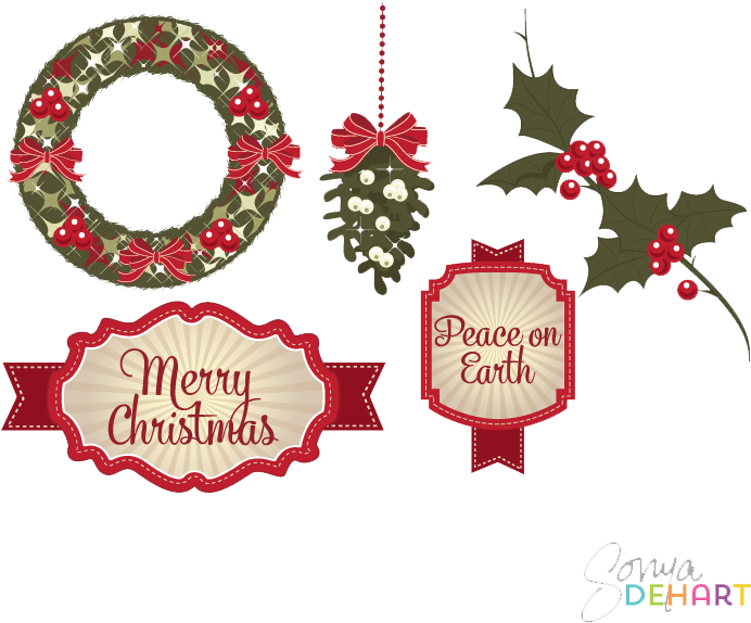 Festive Christmas Decorations Clipart PNG