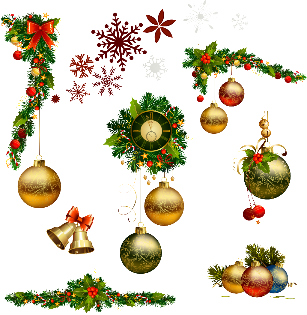 Festive Christmas Decorations Collection PNG