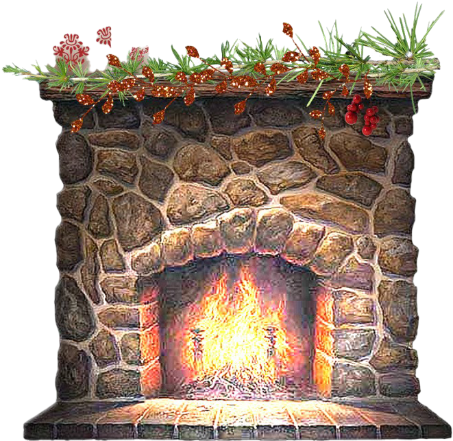 Festive Christmas Fireplace Clipart PNG