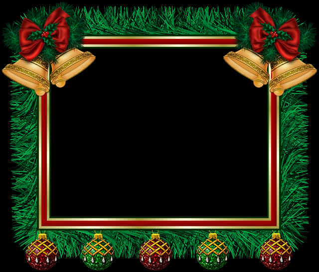 Festive Christmas Framewith Bellsand Ornaments PNG