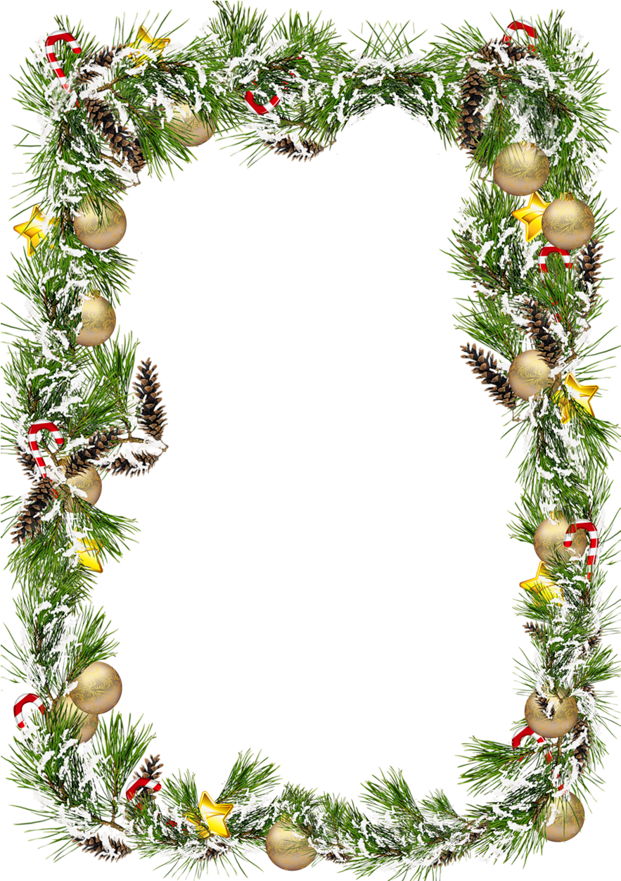 Festive Christmas Framewith Ornamentsand Pinecones PNG