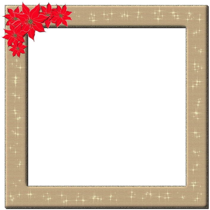 Festive Christmas Framewith Poinsettias PNG