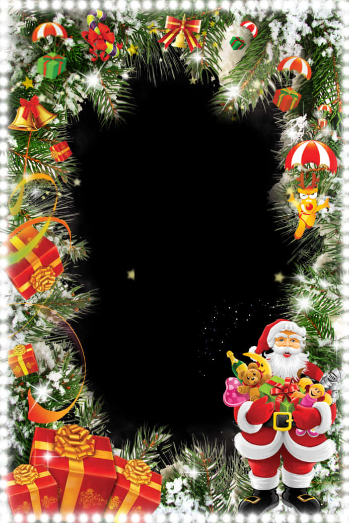 Festive Christmas Framewith Santa Clause PNG