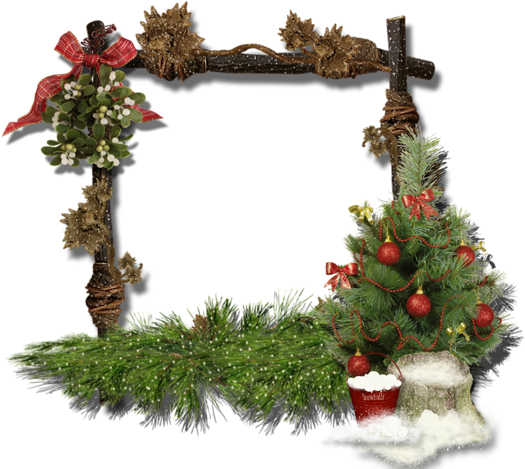 Festive Christmas Framewith Treeand Decorations PNG