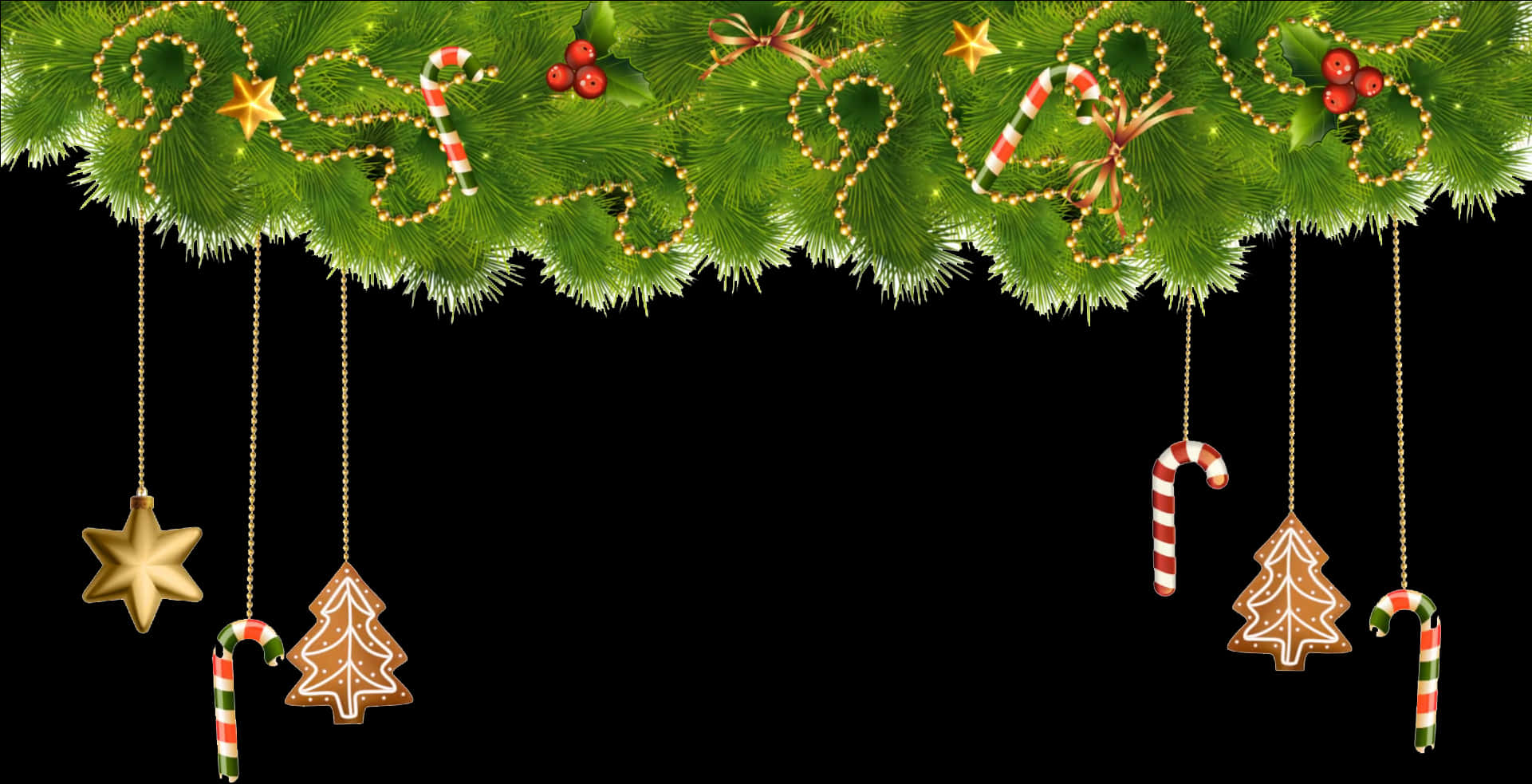 Festive Christmas Garland Decoration PNG