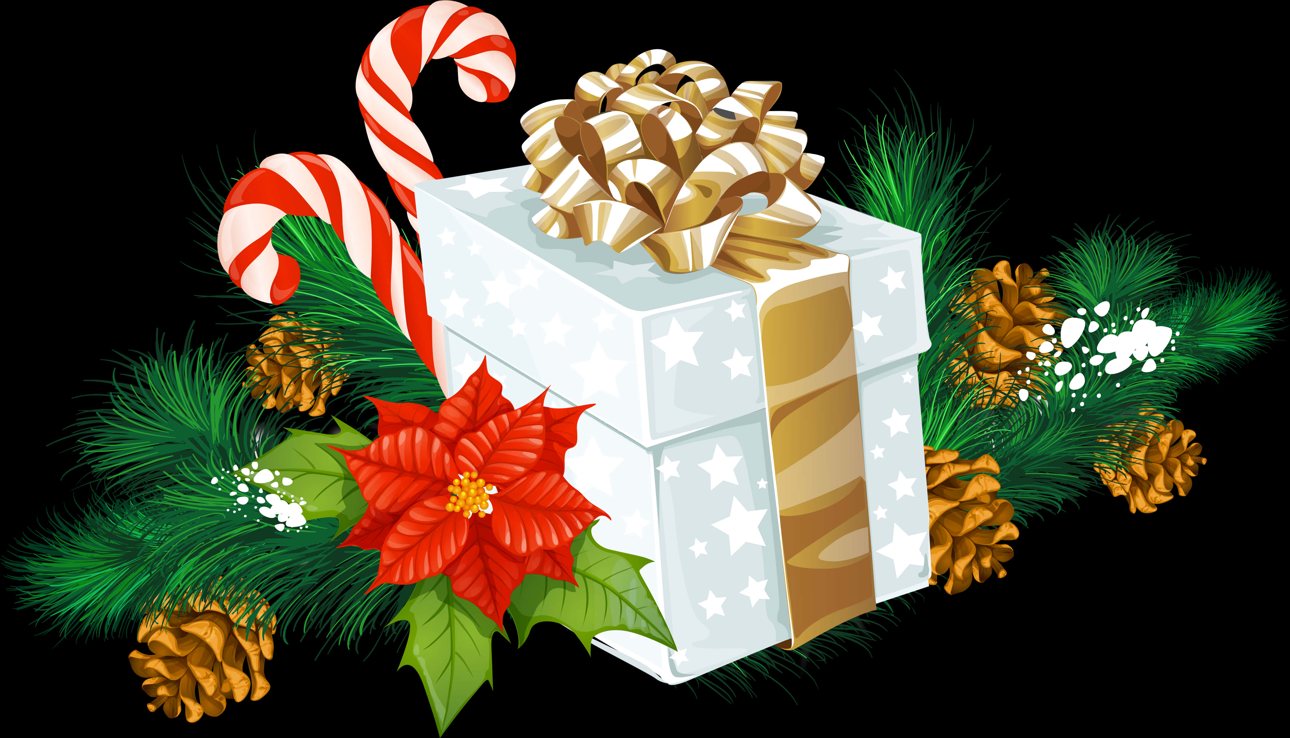 Festive Christmas Giftand Decorations PNG