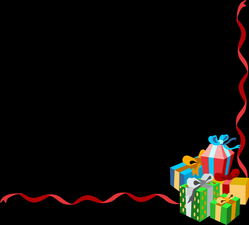 Festive Christmas Gifts Border PNG