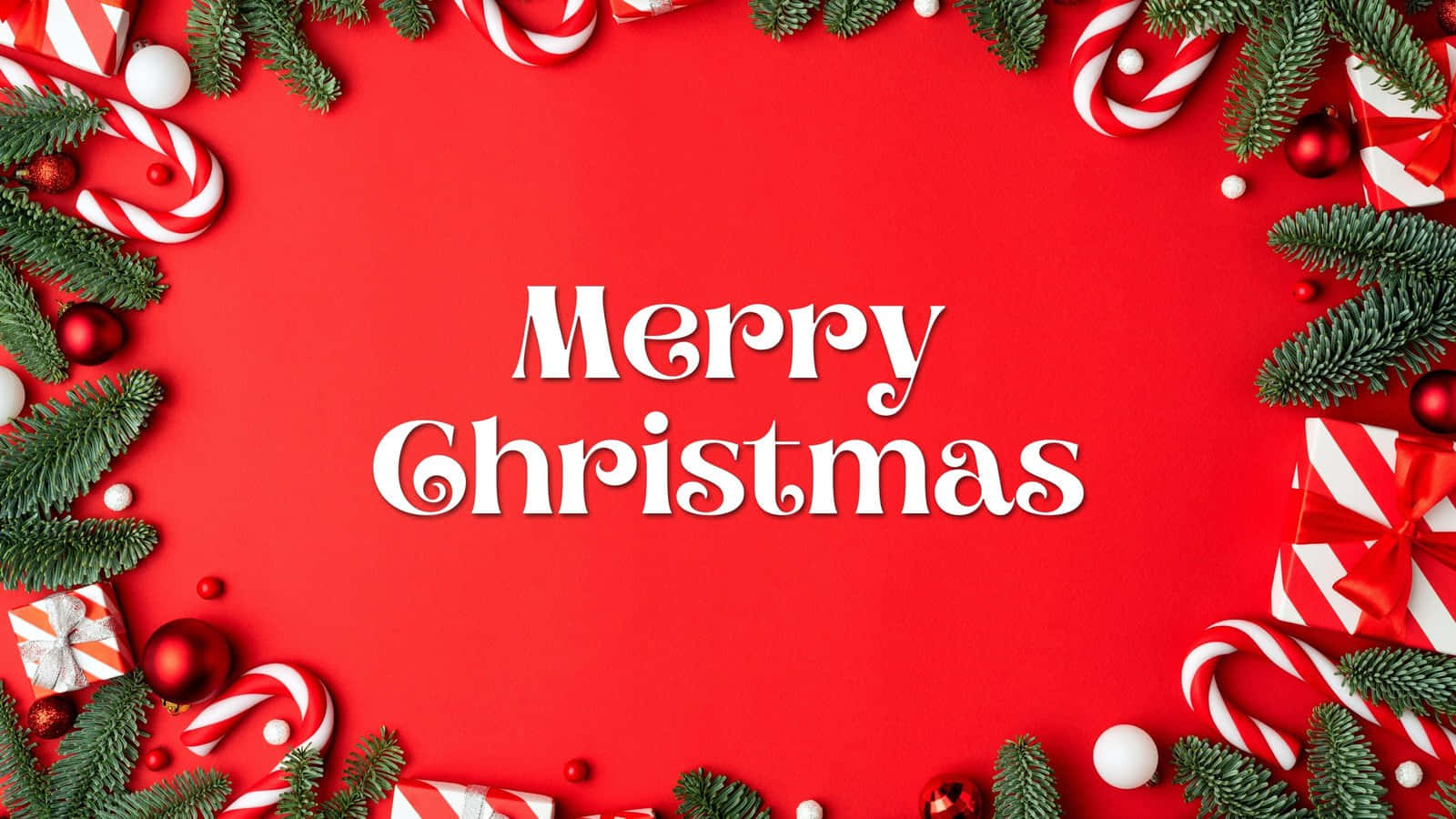 Festive Christmas Greeting Red Background Wallpaper