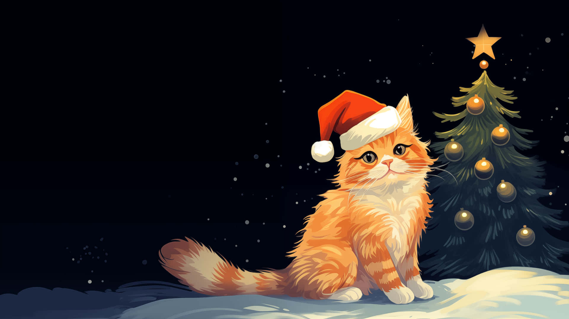 Festive Christmas Kitty Wallpaper