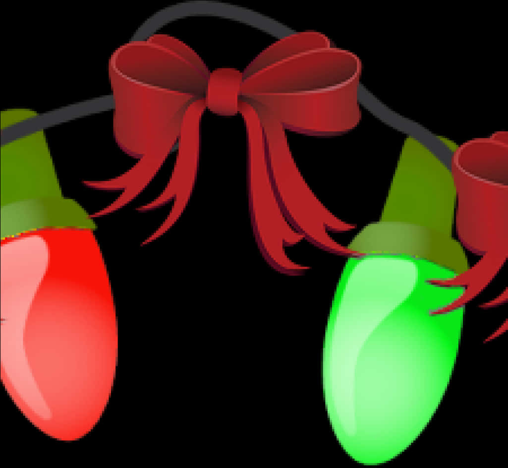 Festive Christmas Lights Bow Illustration PNG