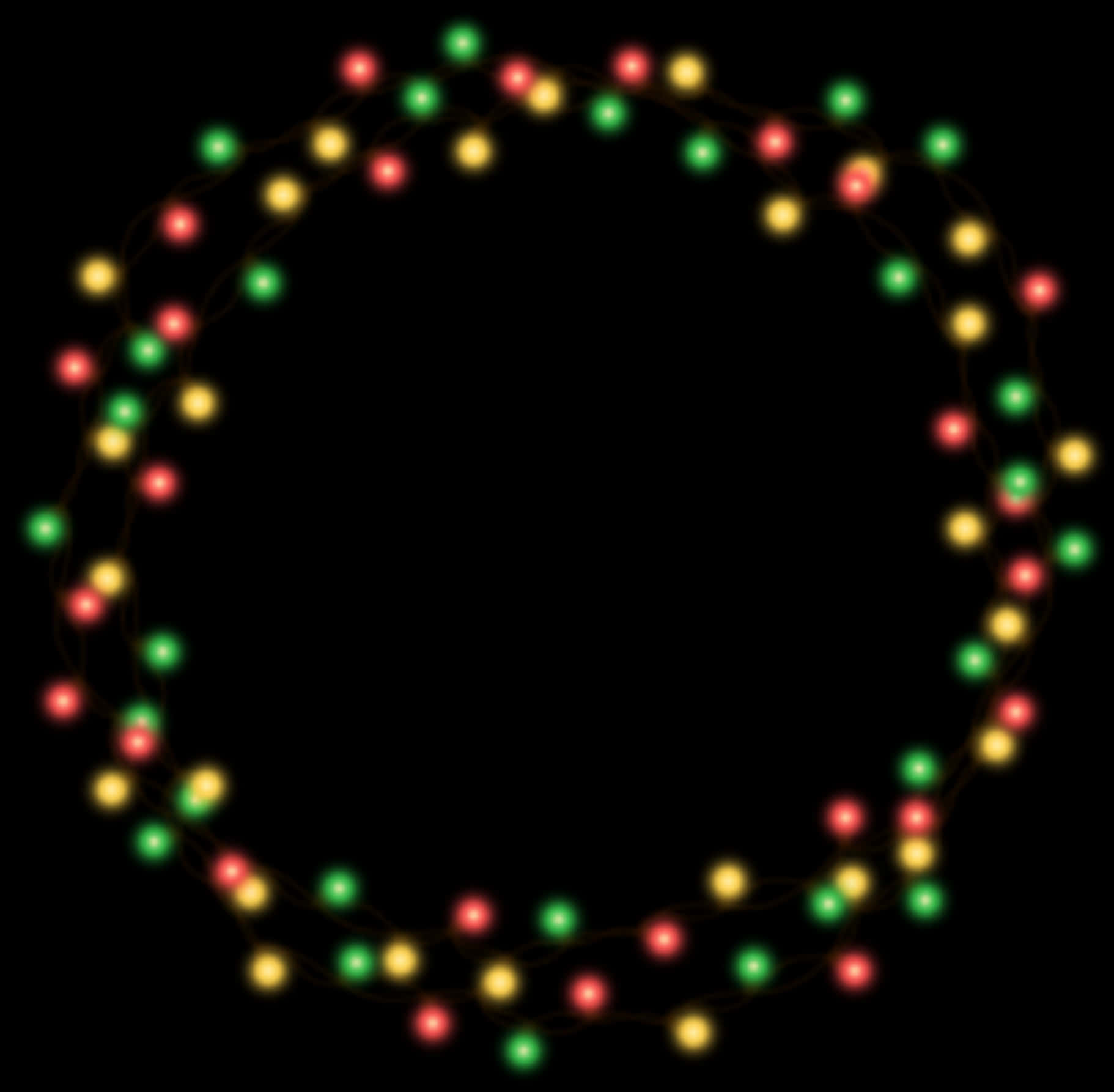 Festive Christmas Lights Circle PNG