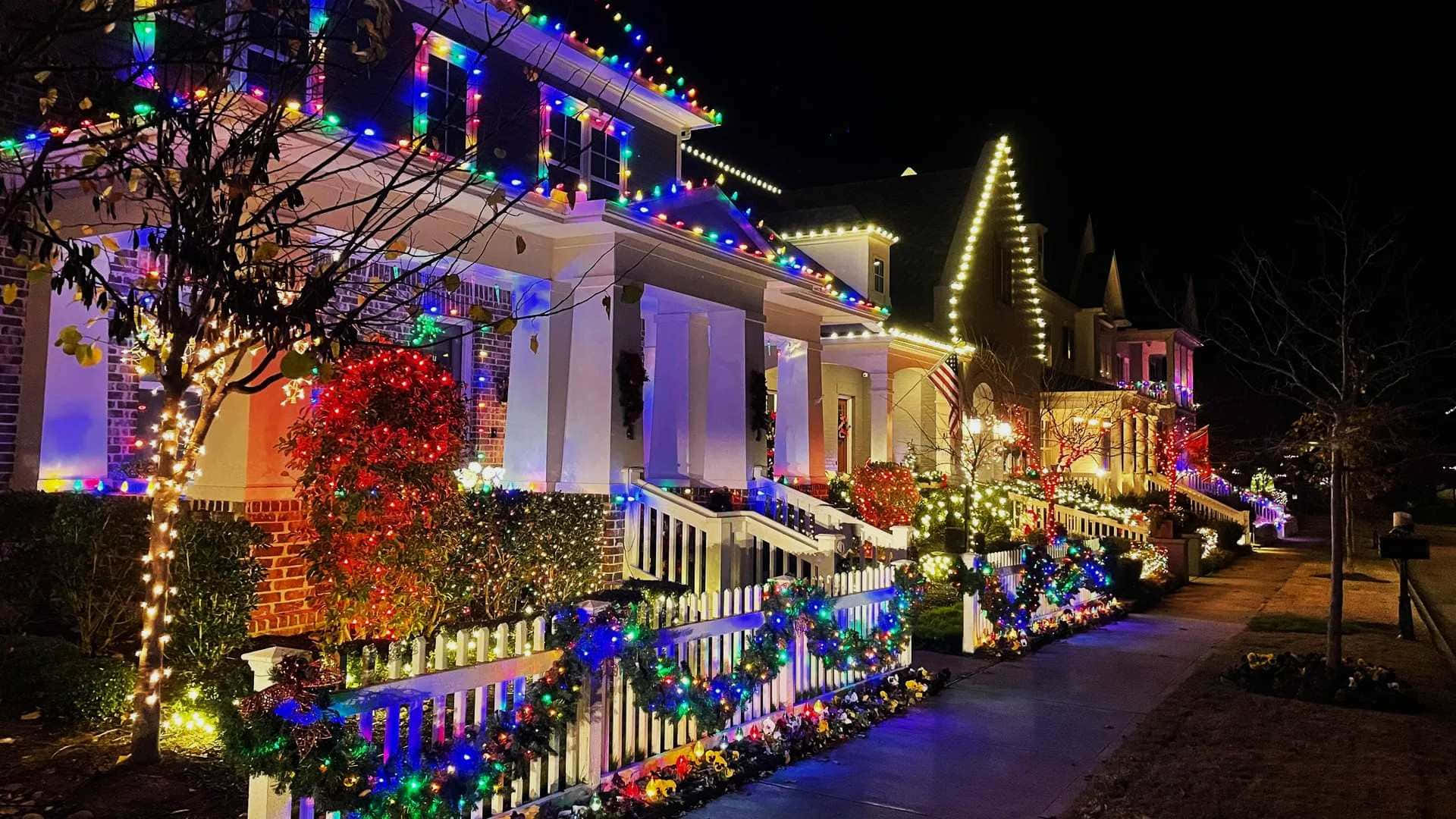 Festive Christmas Lights Display Wallpaper