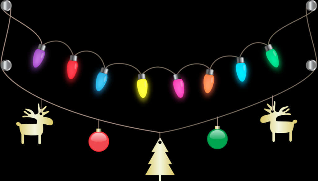 Festive Christmas Lightsand Decorations PNG