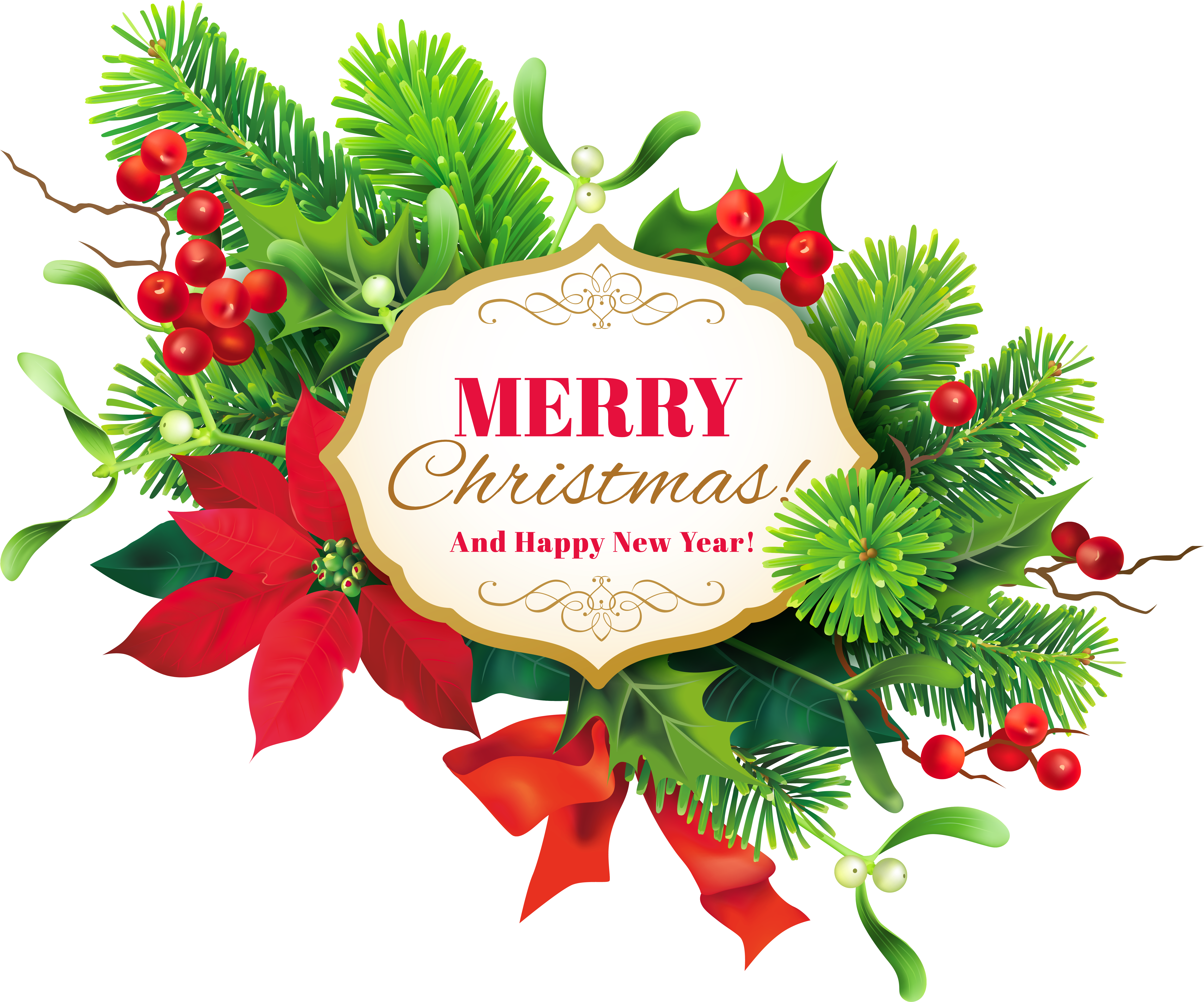 Festive Christmas New Year Greeting PNG