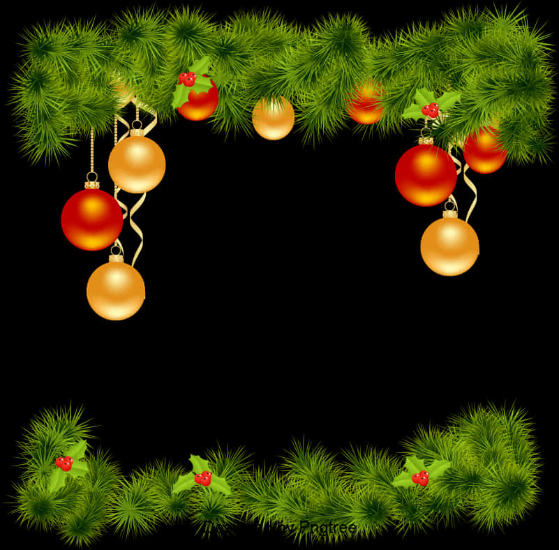 Festive Christmas Ornament Border PNG