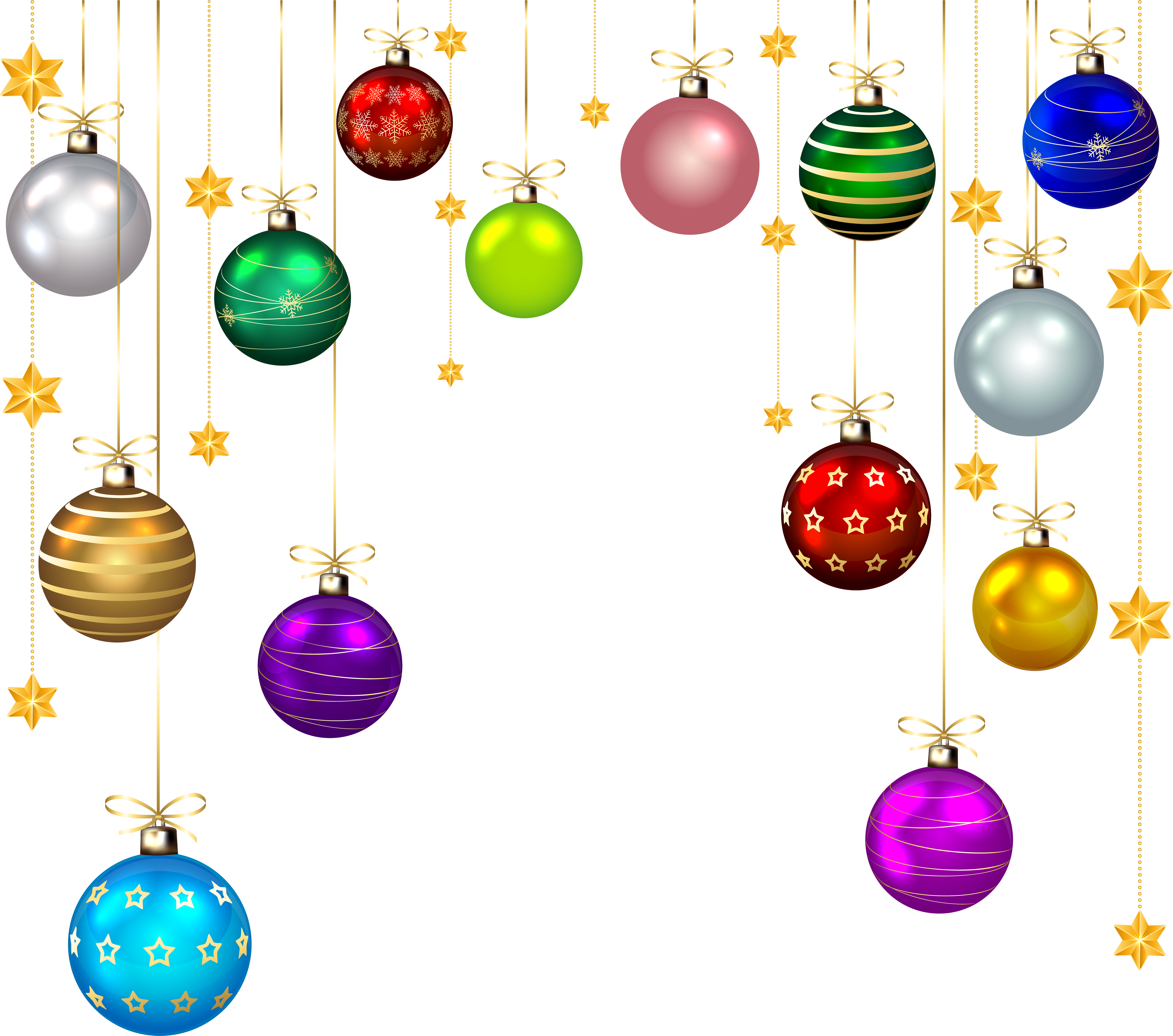 Festive Christmas Ornaments Clipart PNG