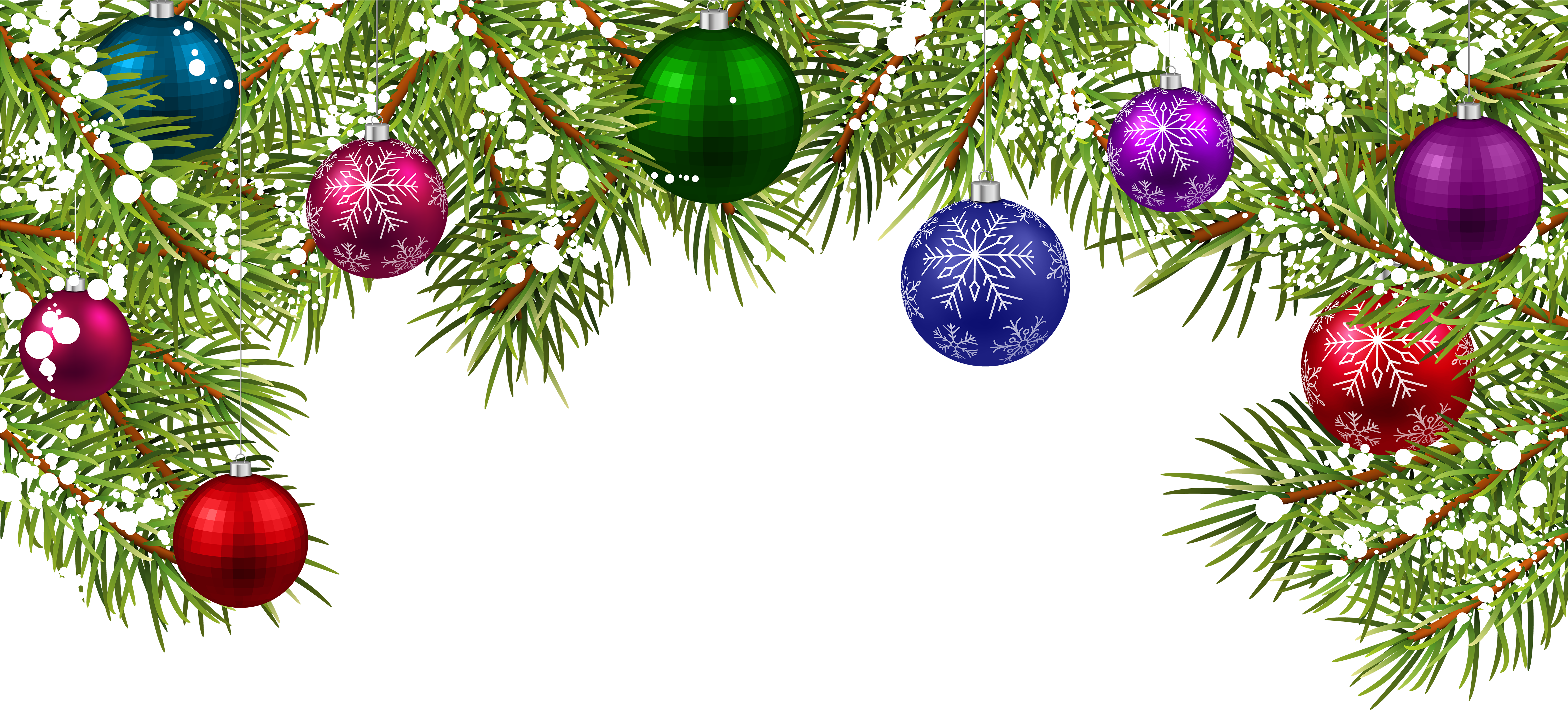 Festive Christmas Ornamentson Pine Branches PNG